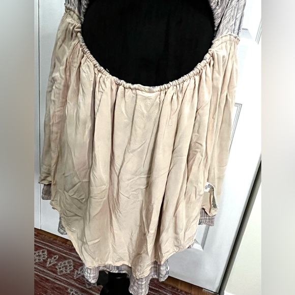 Free People Elai Plaid Check Open Back ShirtDress Ivory Combo size Large - Picture 10 of 15